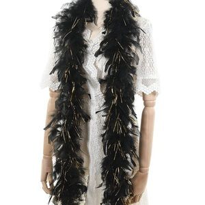 Larryhot black with gold tinsel boa NEW VACUUM SEALED